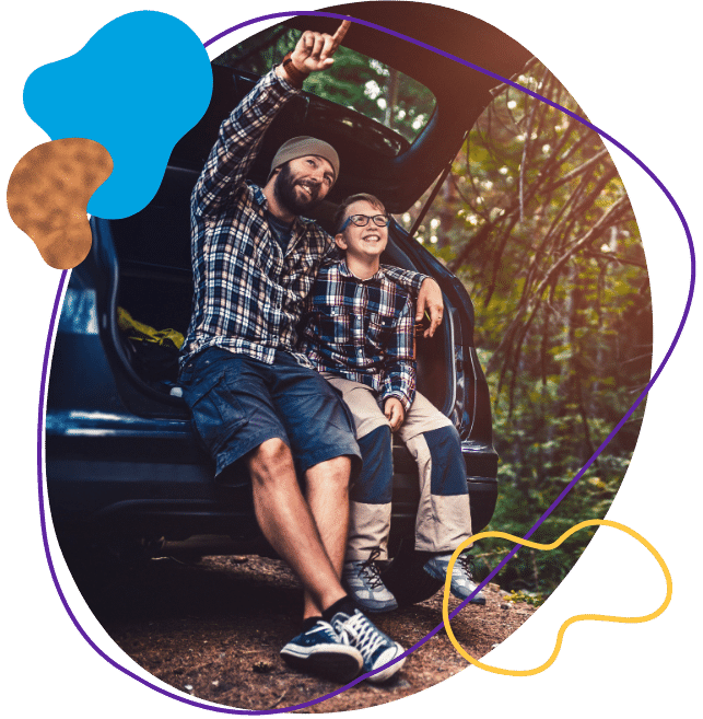 Father and son talking about auto loans