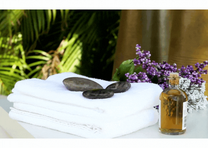 towels-with-rocks-and-flowers-phoenix-staycation