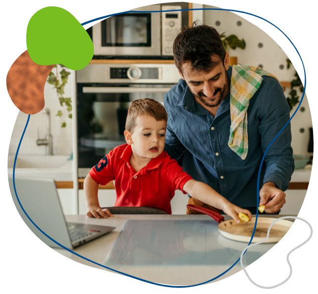 Dad in kitchen with son (1)