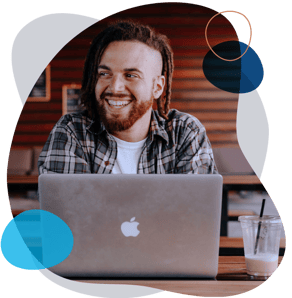 Happy man with laptop
