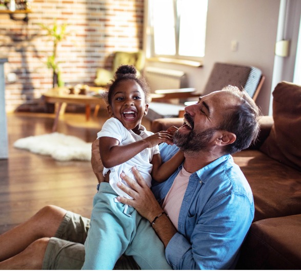 Father and daughter enjoying home improvements.