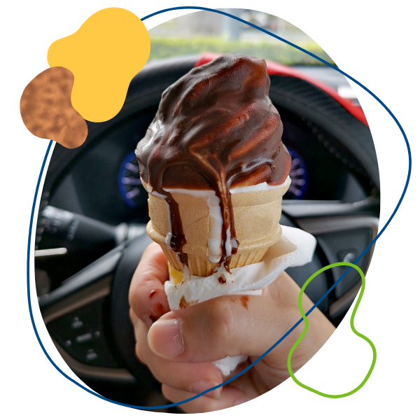 Ice cream in a car