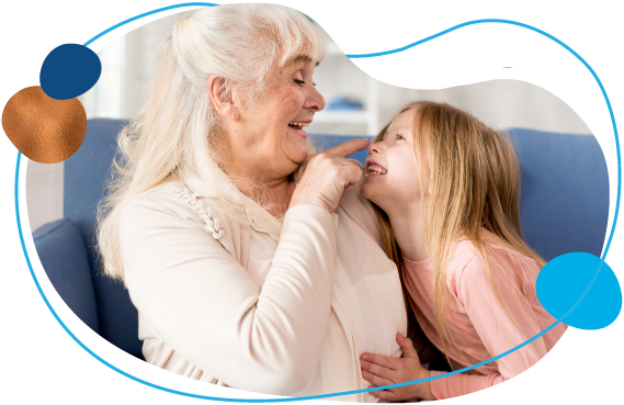 playful grandma with girl