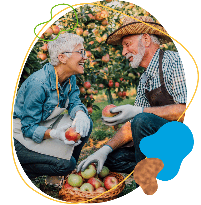 Happy elderly couple discussing Money market accounts