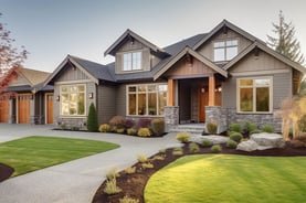 A charming house with a well-kept lawn, symbolizing the potential savings and benefits of mortgage refinancing.