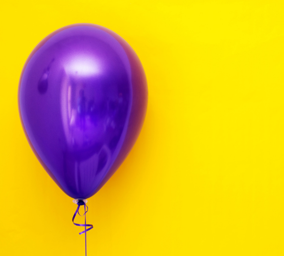 Purple Ballon, Yellow Background