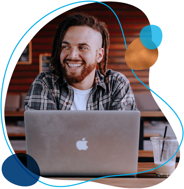 man in coffee shop smiling