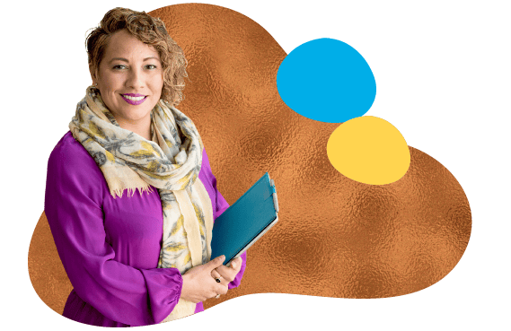 business woman holding notebook