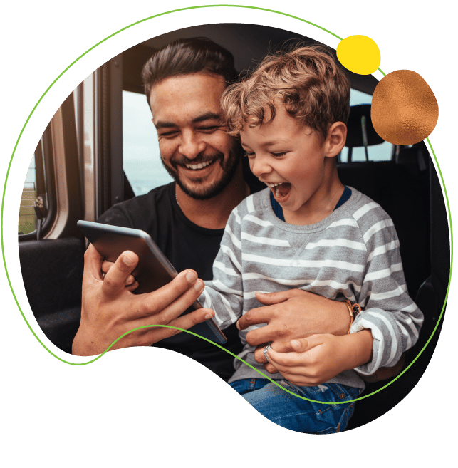 father and son completing a wire transder