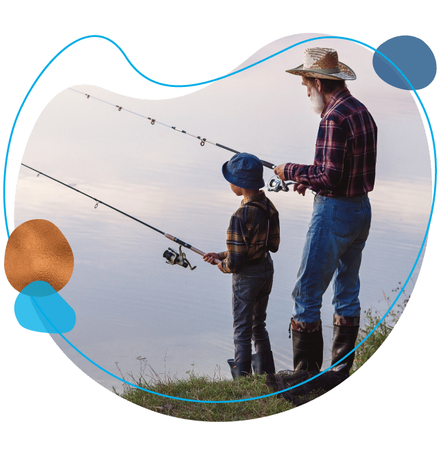 grandpa and grandson fishing