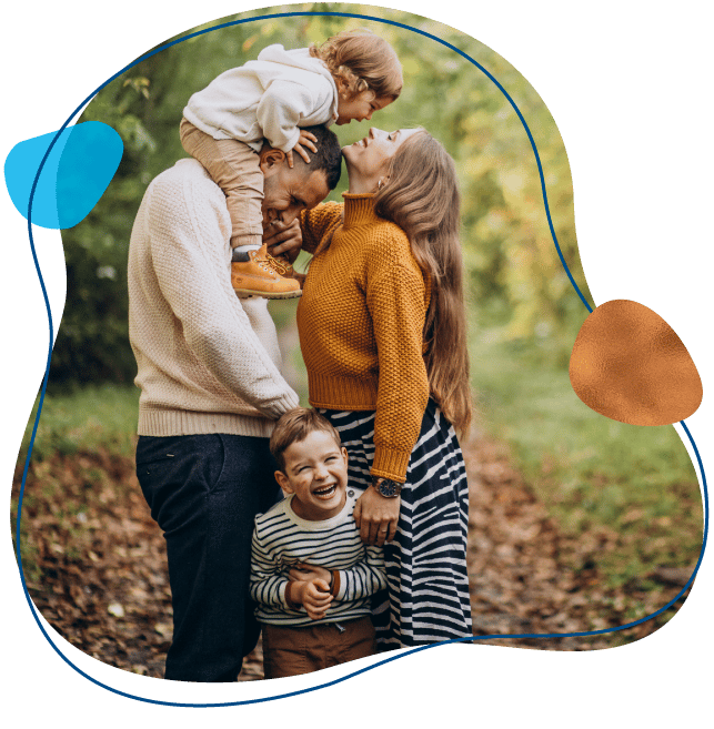 young family with children in autumn