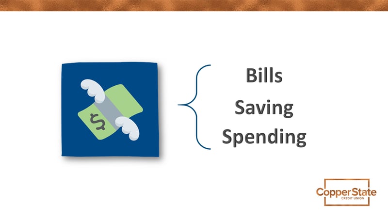 Expenses include bills saving spending