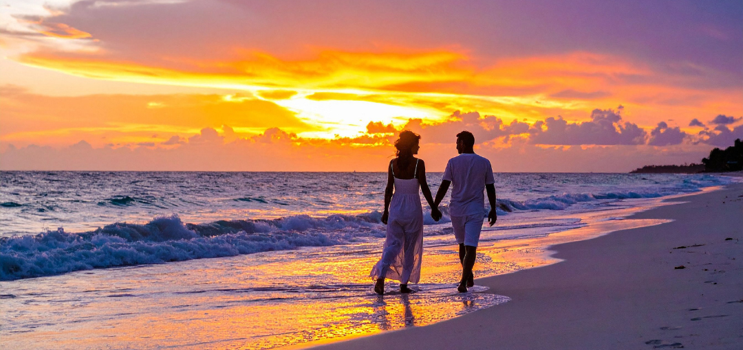 walking on the beach