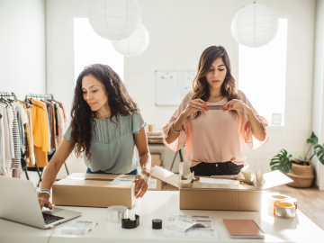 women working from home office